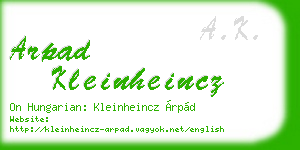 arpad kleinheincz business card