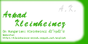 arpad kleinheincz business card